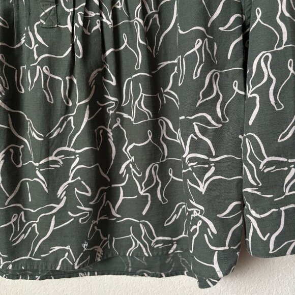 Coldwater Creek Horse Equestrian Novelty Print Pintuck Popover Blouse Shirt Top - Picture 6 of 12